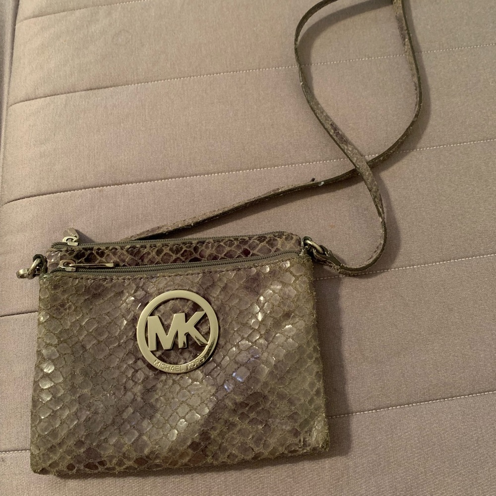 MK snakeskin grey crossbody purse